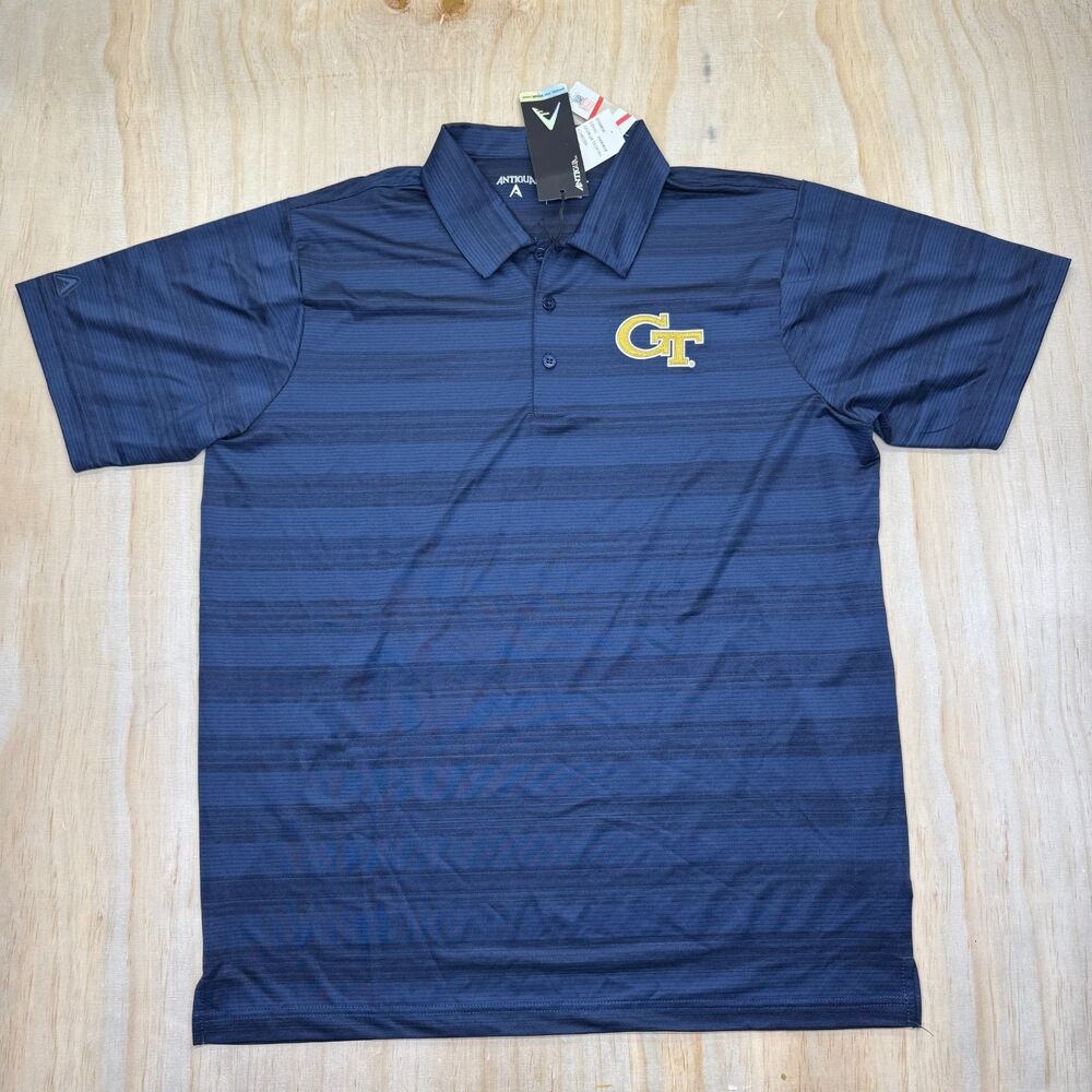NEW Georgia Tech Yellow Jackets Antigua Compass Mens Short Sleeve Polo Shirt LG